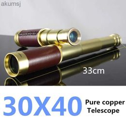 Telescopes 30X40 Big Royal Navy Monocular High quality Portable telescope Captain caribbean pirates Nautical Brass Spyglass and leather bag YQ240124