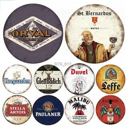 Metal Painting Beer Round Metal Signs Vintage Tin Posters Retro Wall Art Hanging Plates for Pub Bar Club Man Cave Home Decoration