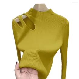 Women's Blouses Long Sleeve Blouse Elegant Knitted Half-high Collar Sweater Slim Fit Solid Color Pullover Soft Warm Winter Top Fall