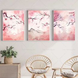 Paintings Japanese Sakura Wall Art Poster Pink Spring Scenery Canvas Prints Nordic Pictures Decoration Living Room Home Decor Oil Painting