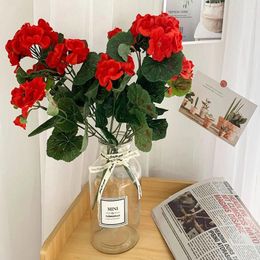 Decorative Flowers Plants Artificial Flower Geranium Red Pink Plant For Wedding Garden Home Shop Use.