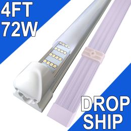 LED T8 Integrated Single Fixture, 8FT 72000lm, 6500K Super Bright White, 72W Utility LED Shop Light, Ceiling and Under Cabinet Light Corded Electric Garages usastock
