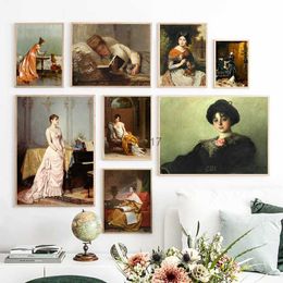 Paintings Art Woman Portrait Oil Painting On Canvas Posters and Prints Victorian Ladies Print Vintage Aesthetic Wall Picture Decor