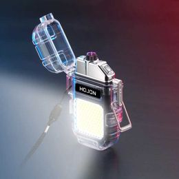 Lighters Electric Torch Transparent Waterproof Lighter Plasma Dual ARC Windproof Lighter USB Rechargeable Lighters Outdoor Camping Gift YQ240124