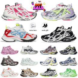 2024 Designer Casual Shoes Belanciaga Track Runners 7.0 Men Women Leather Free Grey Light Purple Neon Yellow White Mens Shoes Ancien Trainers Sneakers Dhgate