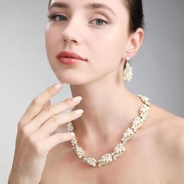 Pearls Crystals Wedding Jewelry Necklace For Bride Prom Evening Party Accessories