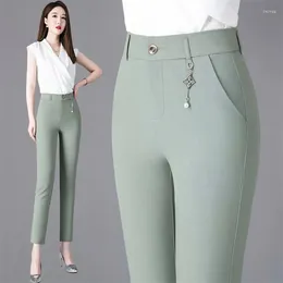 Women's Pants Spring Summer Ninth Casual Female Thin High-Waisted Straight-Leg Trousers Slimming Zipper Western Ladies