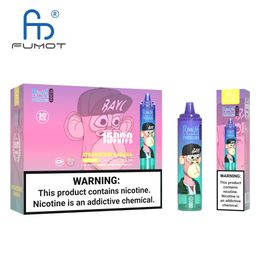 Original Fumot facotry Disposable Vape RandM Tornado 15000 Puffs Large Capacity Multi Colour 15K puff Device oil & power indicator Free Shipping 41 Colours export