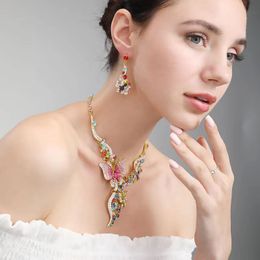 Shinning Crystal Two Pieces Earrings Necklace Multi Wedding Bridal Sets Jewelry Set