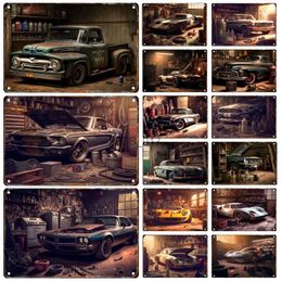 Metal Painting Retro Car Metal Tin Sign Sports Car Poster Plaque Tin Painting Garage Club Man Cave Wall Art Decorative Panel Mural Gift