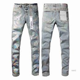Designer Stack Jeans European Men Embroidery Quilting Ripped for Trend Vintage Pant Mens Fold Slim Skinny Fashion Jeans CAW4 UQCI