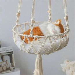 Carrier 30x100cm Ins Pet Large Cat Dog Hammock Hanging Swing Bed Handmade Basket Mat Home Swing Net Bag Pet House Puppy Accessories