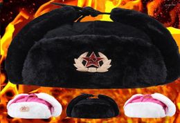 Berets Soviet Badge Winter Warm Hats CCCP Bomber Cap Men Women Russian Gorras Chapka Thick Earmuffs Ski Bonnet Ushanka Casquette H3838977