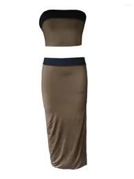 Skirts Women S Y2K Mesh Co Ord Set With Lace Tie Up Crop Tube Top And Bodycon Maxi Skirt - Perfect For Going Out Special Occasions