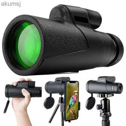 Telescopes 12X50 High Definition Monocular Telescope With Smartphone Holder Tripod For Wildlife Bird Watching Hiking Camping YQ240124