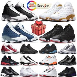 with box jumpman 13 13s Black Flint Wheat Wolf Grey Playoffs Red Flint mens trainers me sneakers sports