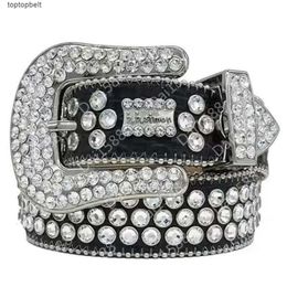 Cintura Bb firmata Simon Cinture per uomo Donna Cintura con diamanti lucenti Nero su nero Blu Bianco Multicolor con strass scintillanti come regalo 10A