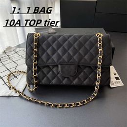 10A designer bag women wallet black handbag caviar bags gold chain classic flap 25CM shoulder luxury channe