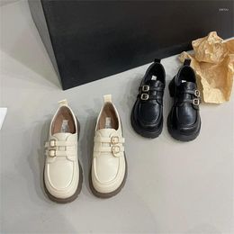 Dress Shoes Platform Solid Concise Saltos Alto Femininos Thick Bottom Leather Women Round Toe Mary Jane