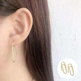Stud Earrings 925 Sterling Silver Gold Hook For Women Girl Fashion Paper Clip Punk Simple Jewelry Birthday Gift Drop