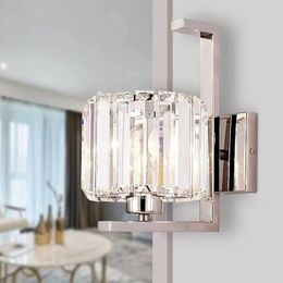 Wall Lamp Luxury Crystal Light Stainless Steel Stair Warm Living Room Bedroom Bedside Sconce Led