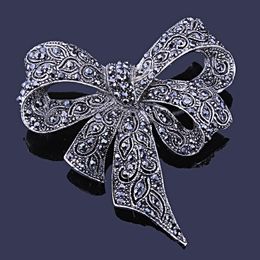 Pins Brooches European And American Retro Large Gun Black Alloy Bow Brooch Suit Accessories Tie Cor Pin Drop Delivery Ot4Uo