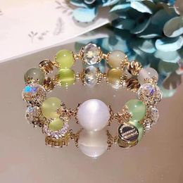 Link Bracelets Jasmine Princess White Moonlight Stone Qingti Agate Grape Crystal Bracelet Original Design Gift