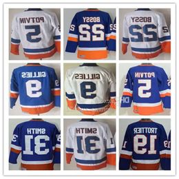 Vintage Men Classic New NY York Hockey Jerseys 22 Mike Bossy 5 Denis Potvin 9 Clark Gillies 19 Bryan Trottier 31 Billy Smith 32 Steve Thomas Hig