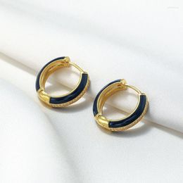 Stud Earrings Blue Drop Oil Process Earwear Hollow Round Ring Earring Circle Ear Buckle Gold Plate Pendant Alloy Jewelry Girl Friend Gift