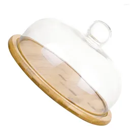 Bakeware Tools Tray Cheese Cloche Server Cover Food Holder Wood Display Lid Plate Cake Round Serving Platter Dome Dessert Bamboo Cupcake