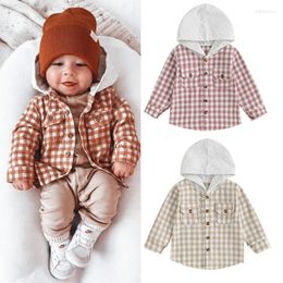 Jackets FOCUSNORM 0-4Y Autumn Toddler Kids Boys Girls Jacket Outwear Plaid Print Long Sleeve Button Down Flannel Hoodie Coats