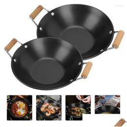 Pans 2Pcs Mti-Purpose Convenient Metal Cooking Utensil Takeaway Pot Paella Pan Small Dry Seafood Drop Delivery Home Garden Kitchen Din Otilu