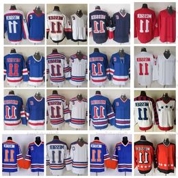 Vintage Mark Messier #11 Hockey Jerseys 75Th Blue 1992 Nation Team Red Campbell Orange Stitched Shirts C Patch M-X Hig
