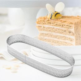 Bowls 10 Pack Oval Tart Ring Perforated Baking Pastry Stainless Steel Cake Mould Rings