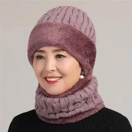 Berets Thickened Hat Scarf Set Winter For Men Women Cozy Knitted Beanie With Fleece Lining Neck Warmer Stylish Mid-aged