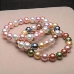 Strand Energy Multicolor Bracelet 8mm Natural Shell Round Beads Pearl Healing Stretch Charm Yoga Women Jewellery