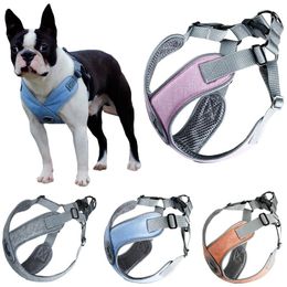 Harnesses Pet Reflective Nylon Adjustable Vest Pet Dog Harness No Pulling For Small Medium Dog Hand Strap Dog Harness 4 Colors