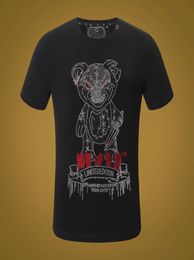 PleinBrand Tshirt skulls ShortSleeved Tees PP killer teddy bear Tops beach Summer Style Mens black pattern party TShirt3706766