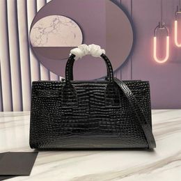 7A Top quality designer bag handbag tote black bags classic satchel fashion Crocodile pattern handbag crossbody Genuine Leather ha259b
