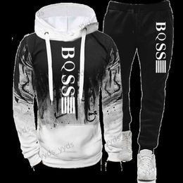 Men's Tracksuits Men's Hoodies for Men Clothing Splash Ink Sweatshirt Suit Man Tracksuit Pant Sets New in Hoodies Sweatshirts Sports Suits Set T240124