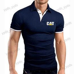Men's T-Shirts 2023 Summer New CAT Caterpillar Printed Lapel Collar Cotton Polo Shirt Fashion Breathable Popular Quick Drying Short Sleeve T240124