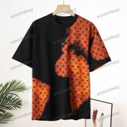 xinxinbuy 2024 Men designer Tee t shirt Colorful letter gradient printing 1854 flame lovers women orange black white blue red XS-2XL
