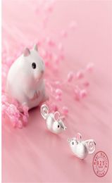 WANTME 100 925 Sterling Silver Jewellery 3D Personalised Rat Mouse Stud Earrings For Women Girls Fashion Animal Pendientes Mujer 218987398