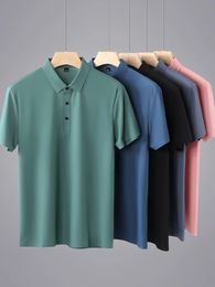 Summer Men Polo Shirts Classic Short Sleeve Tee Breathable Cooling Quick Dry Nylon Polos Men Golf T-shirt Plus Size 8XL 240118