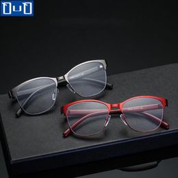 Sunglasses Metal Cat Eye Reading Glasses Spring Hinges Women Presbyopic Anti-Blue Light Blocking Hyperopia Eyeglasses For Parents 294f