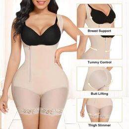 Women's Shapers Fajas Colombianas Shapewear For Women Tummy Control Body Shaper Zipper Open Bust Bodysuit