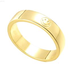 Wholesale Smiley Face Band Rings Custom Engrave Symbol Letters Silver Gold Stainless Steel Ring Tarnish Free Women Men Jewelry