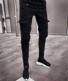 Men Skinny Jeans MultiPocket Slim Pencil Pants 2021 Black New Male Overalls Street HipHop Moto Bike Clothing Jeans X06219358974