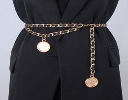 Belts Fashion Hip High Waist Metal Chain For Women Round Buckle Leather Designer Luxury Strap Rope Female Fine Waistband8142396