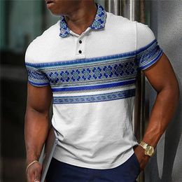 Vintage Ethnic Style Men'S Polo Shirt Summer Short Sleeve Tshirt Business Casual Fashion Street Tops PlusSize Clothe 240119